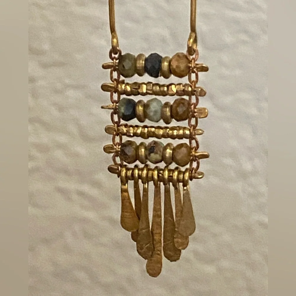 Brass & Ocean Jasper Earrings - Picture 6 of 11